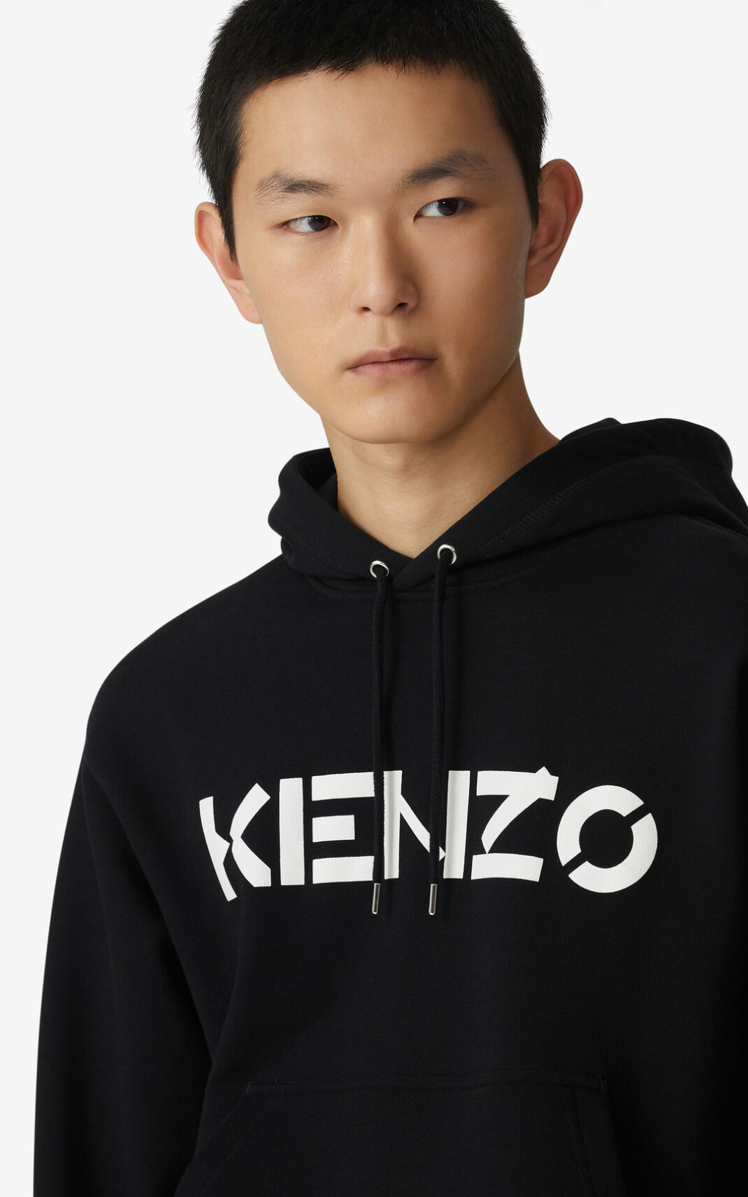 Sweat A Capuche Kenzo Logo Homme Noir | OVNZ-24137